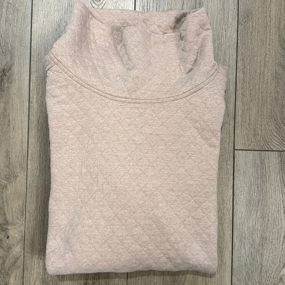 RBX Quilted Cowl Neck Pullover Dip Hem Sweatshirt in Beige/Camel/Tan - XL - Picture 2 of 9